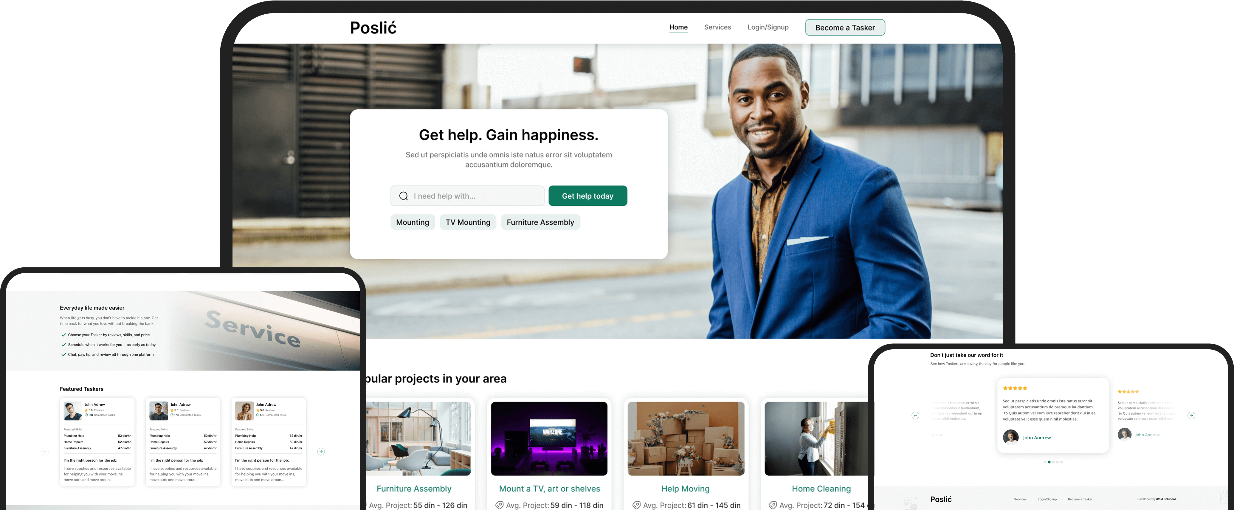 Poslic taskrabbit like website hero image