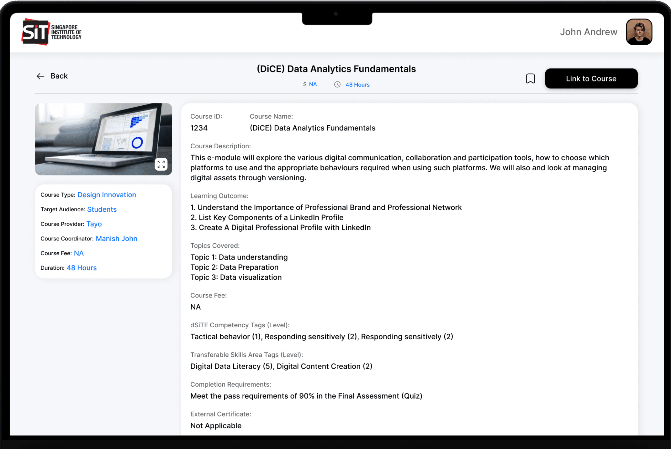 Course Catalogue screenshot 1